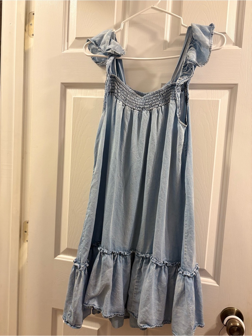 Light Wash Ruffle Strap Sundress large